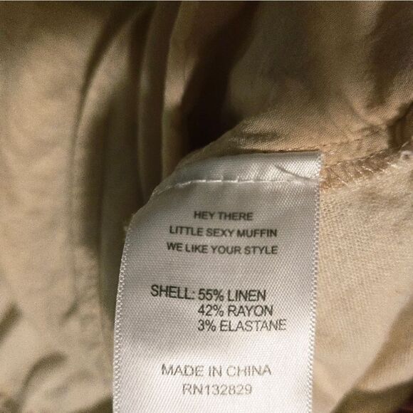 LPA Karolina Linen Blend Coverall Utility Long Sleeve Romper Oatmeal Beige Sz M - Picture 8 of 10